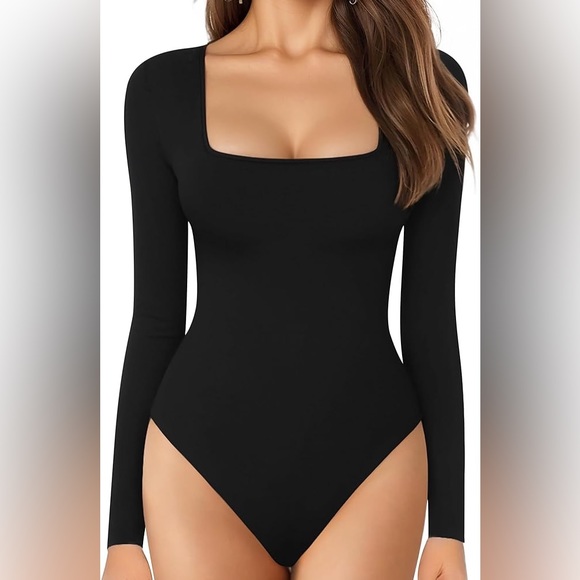 Long Sleeve Square Neck Bodysuit NWT - Picture 1 of 5